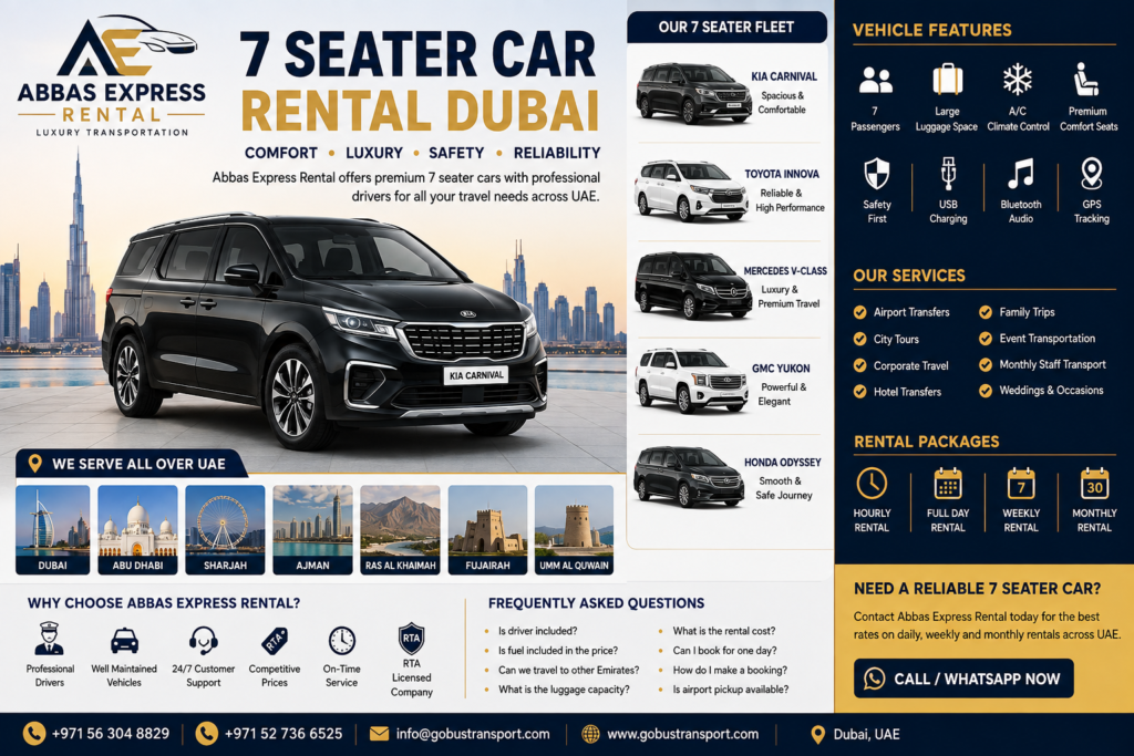 7 Seater Car Rental Dubai - Abbas Express Rental