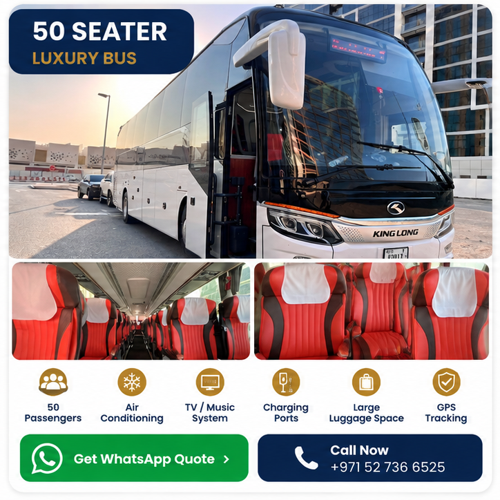 50 Seater Luxury Coach Interior Dubai Go Bus Rental