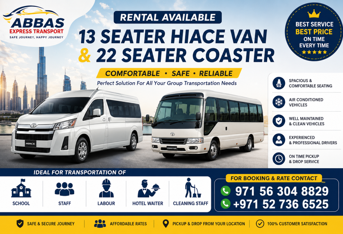 22 Seater Coaster Bus rental